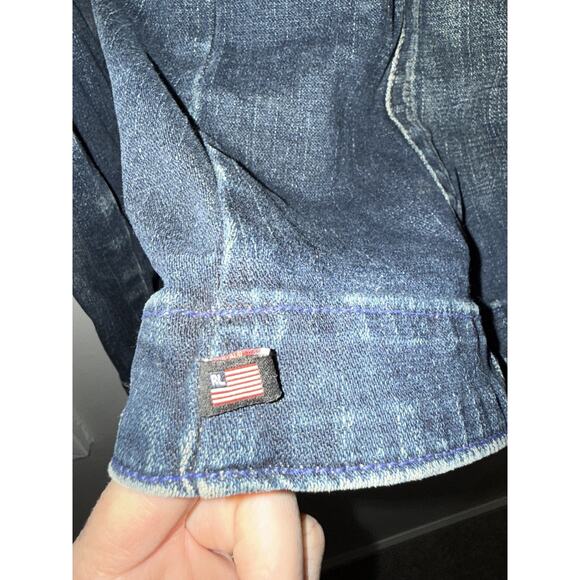 Polo Ralph Lauren Vintage Denim Molly Jean Jacket Motorcycle Trucker Size Medium - Picture 4 of 6